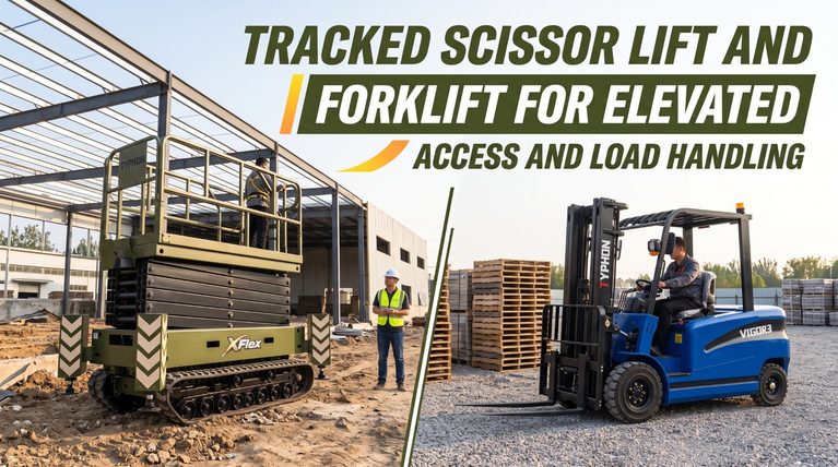 Tracked Scissor Lift and Forklift for Elevated Access and Load Handling